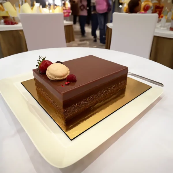 A Passion Mousse Cake from Pierre and Michel Bakery in Somerville, Ridgewood, Upper Saddle River, and Elmwood Park, NJ