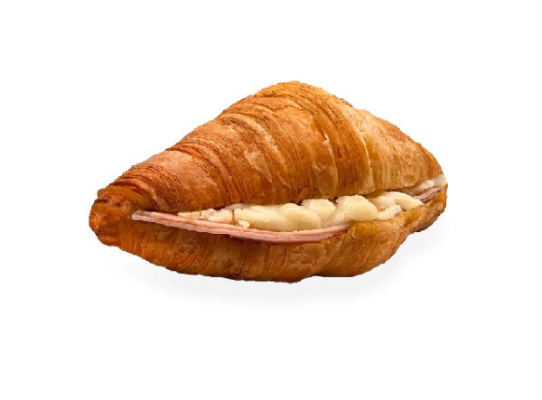Delicious French sandwich with a flaky croissant filled with layers of ham and melted cheese. Pierre and Michel your authentic French bakery