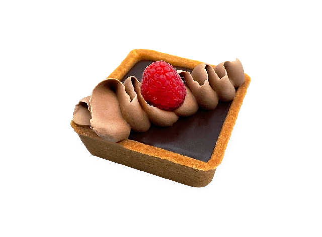 Decadent French tart chocolate with a vanilla eclair twist - a crisp chocolate pastry crust filled with luscious vanilla cream and topped with a rich chocolate ganache. Pierre and Michel your authentic French bakery