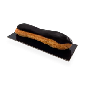 Image of a single serving of French chocolate éclair. Pierre and Michel your authentic French bakery