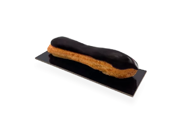 Image of a single serving of French chocolate éclair. Pierre and Michel your authentic French bakery