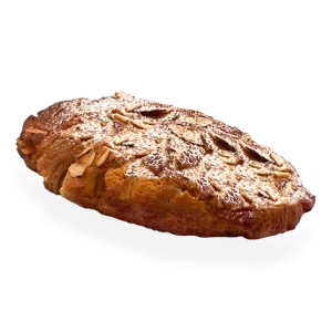Image of a single French almond croissant. Pierre and Michel your authentic French bakery