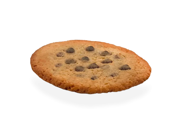 Image of a single French chocolate chip cookie. Pierre and Michel your authentic French bakery