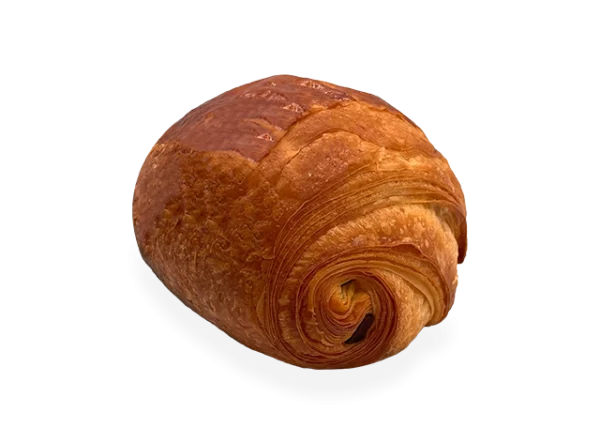 Image of a single French chocolate croissant. Pierre and Michel your authentic French bakery