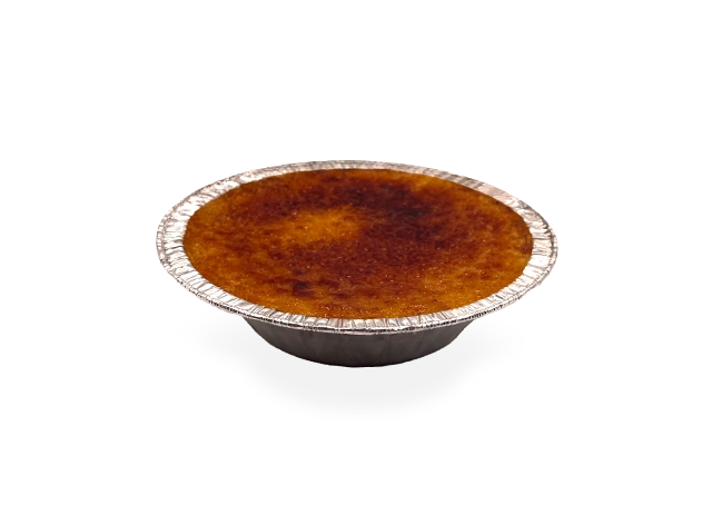 Image of a single serving of French crème brûlée dessert. Pierre and Michel your authentic French bakery