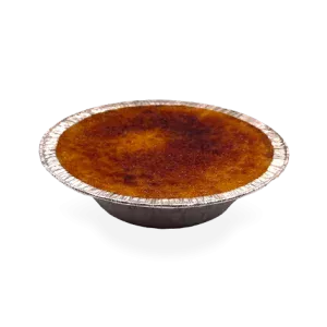 Image of a single serving of French crème brûlée dessert. Pierre and Michel your authentic French bakery