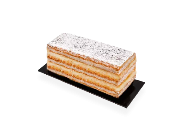 Image of a single serving of French mille-feuille pastry. Pierre and Michel your authentic French bakery