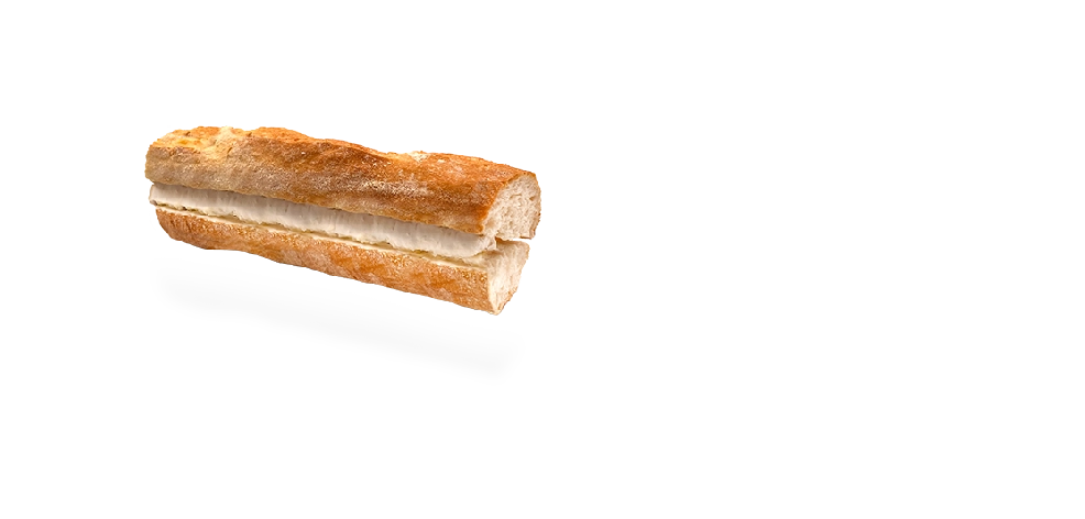 Image of a French sandwich with baguette, butter, and brie