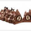 A luscious Buche De Noel Hazelnut Yule Log by PIERRE AND MICHEL, featuring a winter forest design. Layers of dark chocolate mousse, hazelnut filling, and a chocolate hazelnut crunchy biscuit create a festive delight.