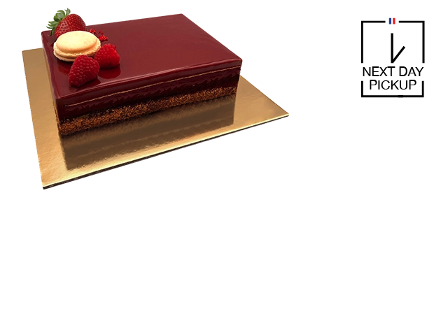 A sophisticated Bordeauxlait Mousse Birthday Cake, a culinary marvel from Pierre and Michel's Authentic French Bakery.