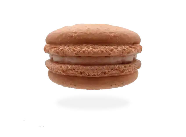 French caramel macaron with a caramel drizzle and sprinkled with sea salt by Pierre and Michel your authentic French bakery.