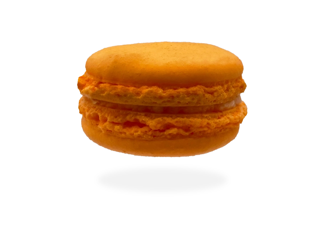 French orange macaron with a zesty orange filling by Pierre and Michel your authentic French bakery.