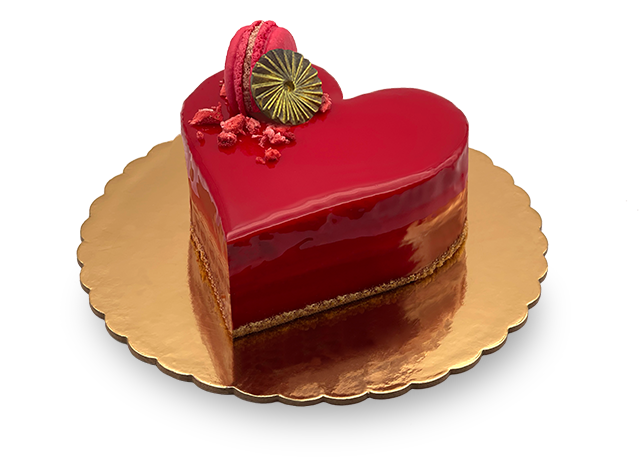 A romantic Valentine's Day cake "For Two" from Pierre and Michel Authentic French Bakery in New Jersey – a sweet celebration of love