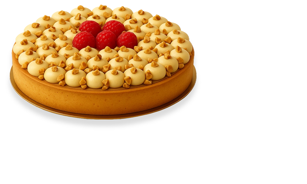 A golden, glossy lemon tart with a smooth swirl design and buttery crust, surrounded by autumn leaves and pumpkins in warm Thanksgiving tones.